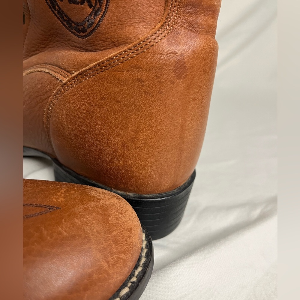 Western Tony Lama Tan Ol’ Buck Lace Up Tan Leather Ankle Boots Kiltie fringe ‘01 - Picture 8 of 16